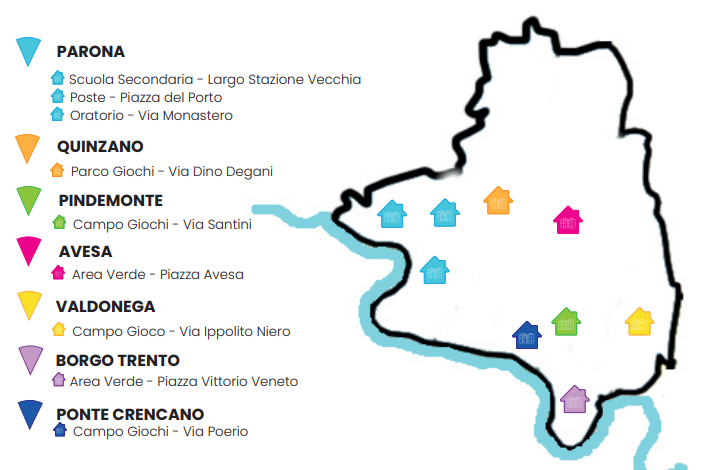 Mappa delle casette di Bookcrossing